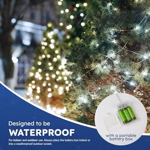 Desiretech 50 LED Battery-Powered Cool White Copper Wire String Fairy Lights, 4 Pack – 5