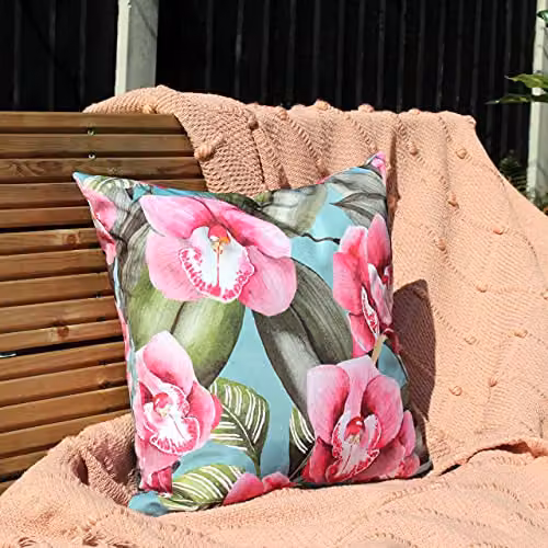 Riva Home Floral Square Outdoor Cushion, Blue, W/D/H: 43 x 43 x 43 cm – 3