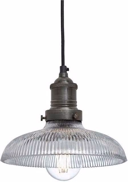 Industville Brooklyn Glass Dome Pendant Light in Dark Grey and Transparent