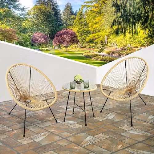 RayGar Southbury 2 Seater Egg Bistro Set in Natural – 1