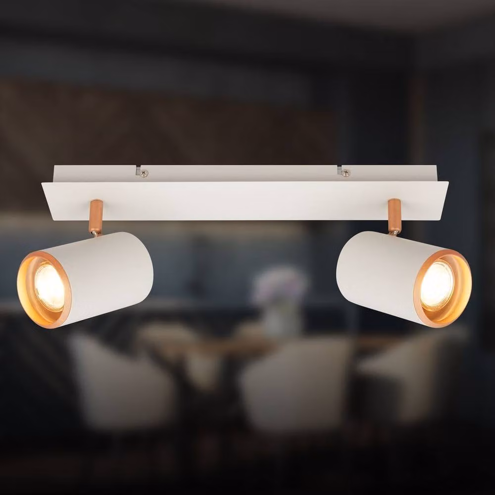 Briloner 2-Way Adjustable GU10 Spotlight Ceiling Light in Grey and Brown – 2
