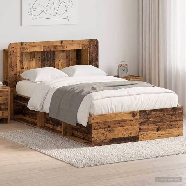 Berkfield Home Modern Bed Frame with Storage Drawers in Brown, W/D/H: 120 x 200 x 35 cm – 1