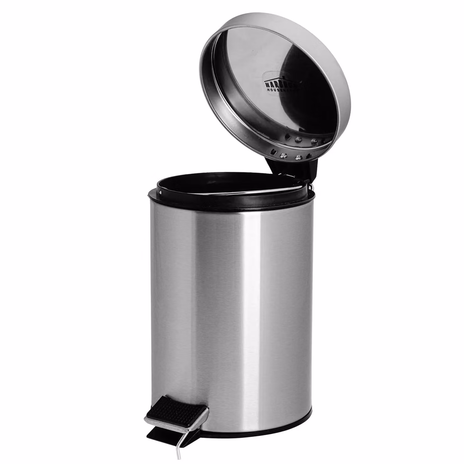 Harbour Housewares 3L Round Stainless Steel Bathroom Pedal Bin in Metallic Silver – 2