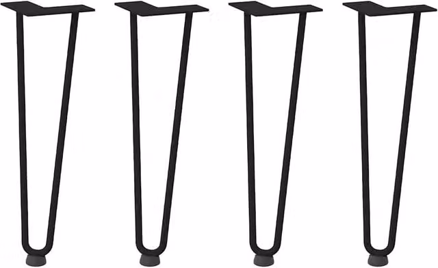 Berkfield Home Black Solid Steel Hairpin Table Legs, 4 Pieces, Height: 42 cm