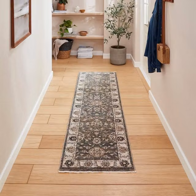 Terrys Vintage Machine Woven Rectangular Runner in Green and Grey, W: 60 cm, L: 230 cm