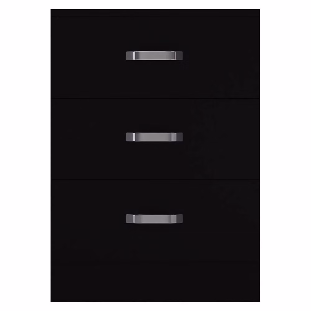 NESTLUNE Black 3 Drawer Metal Chest of Drawers W: 100 cm, D: 15 cm, H: 15 cm – 3