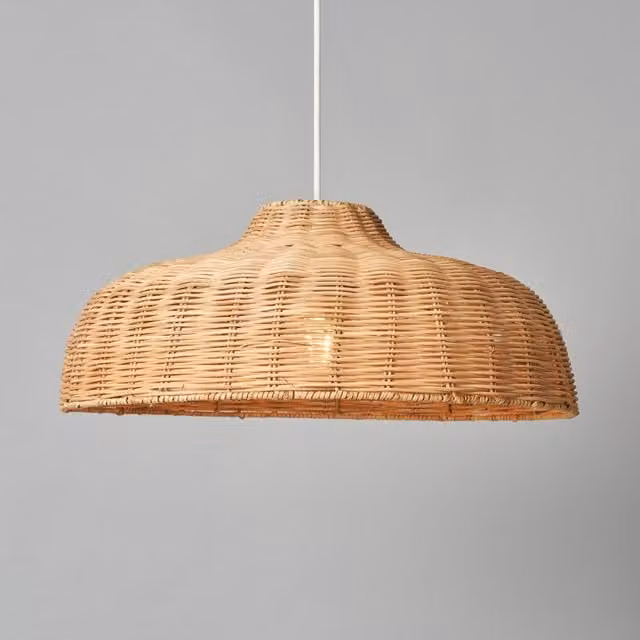 Litecraft Wesley Boho Rattan Dome Lampshade in Natural Beige and Brown