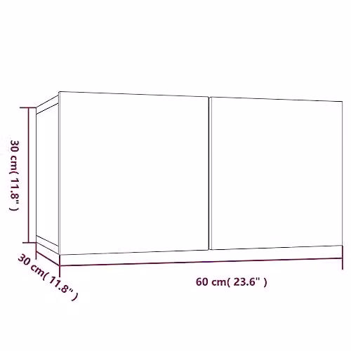 vidaXL Set of 8 Wall-Mounted TV Cabinets in Smoked Oak Brown, W/D/H: 60 x 30 x 30 cm – 2