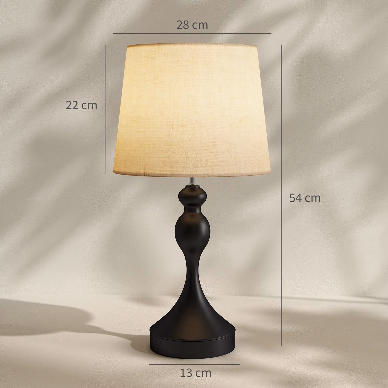 HOMCOM Set of Two LED Table Lamps with USB Ports in Black and Beige – 3
