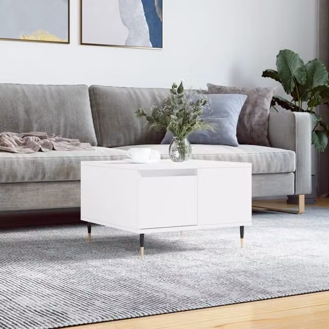 Berkfield Home Modern White Square Coffee Table W/D/H: 55 x 55 x 36.5 cm