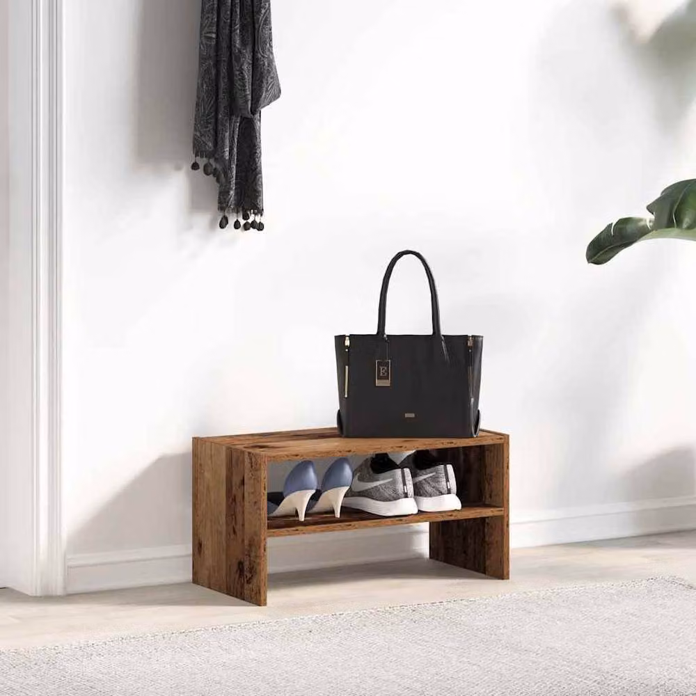 Berkfield Home Stackable Shoe Rack in Brown Old Wood, W: 60 cm, D: 30 cm, H: 30.5 cm – 3