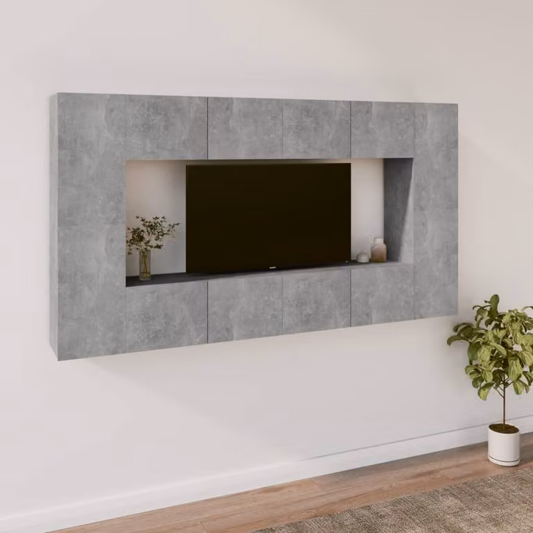 Berkfield Home Classic 8 Piece TV Cabinet Set in Grey Matt MDF