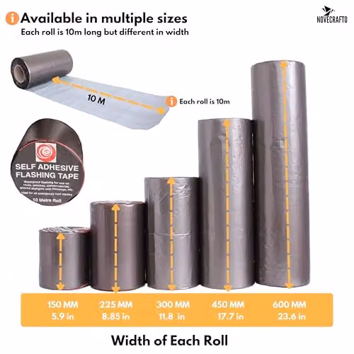 Novecrafto Self Adhesive Flashing Tape for Bitumen Roof, Chimney and Gutter Repairs, Black, W: 30 cm, L: 10 m – 7