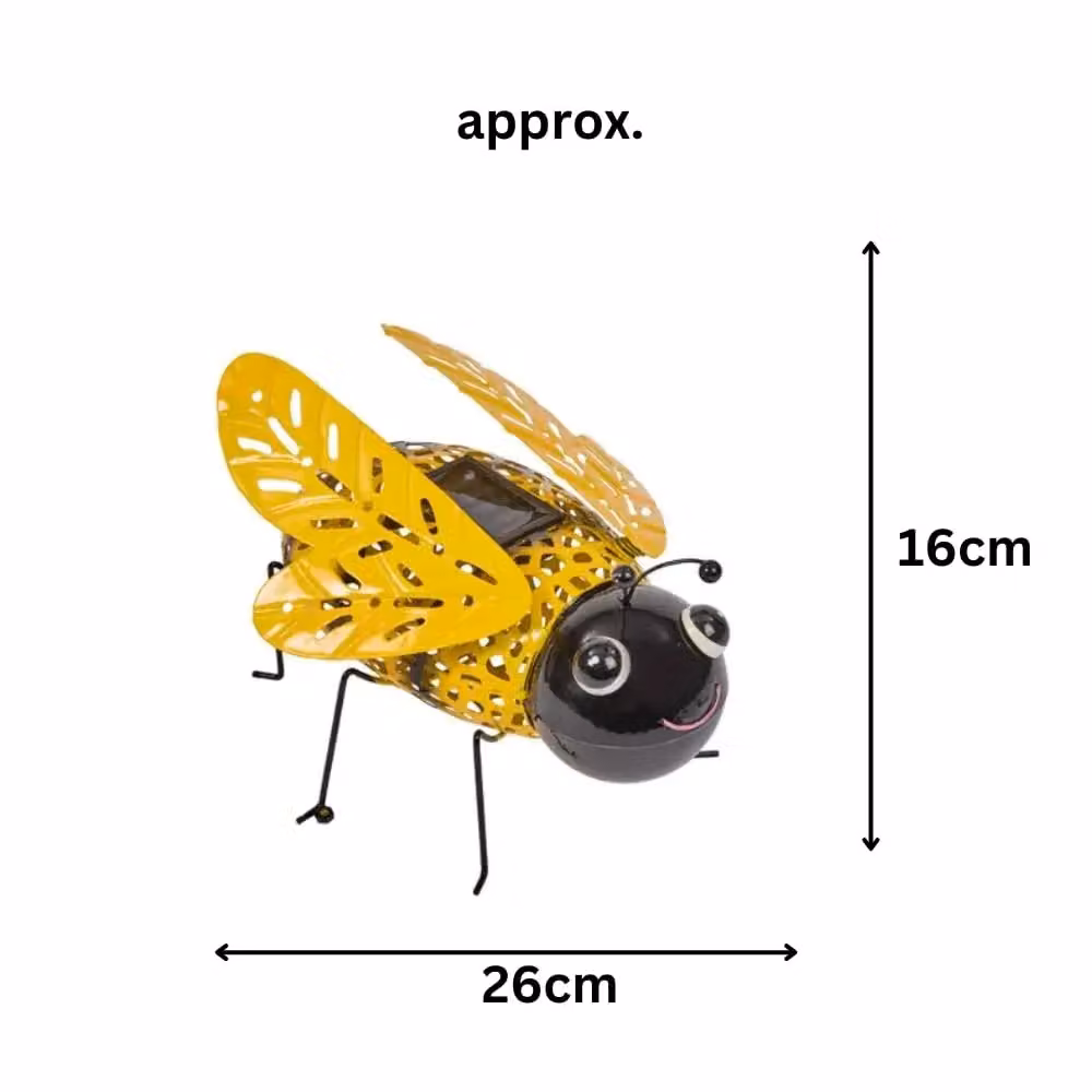 Marco Paul Yellow Solar Powered Silhouette Bumble Bee Metal Garden Ornament, Height: 26 cm – 2