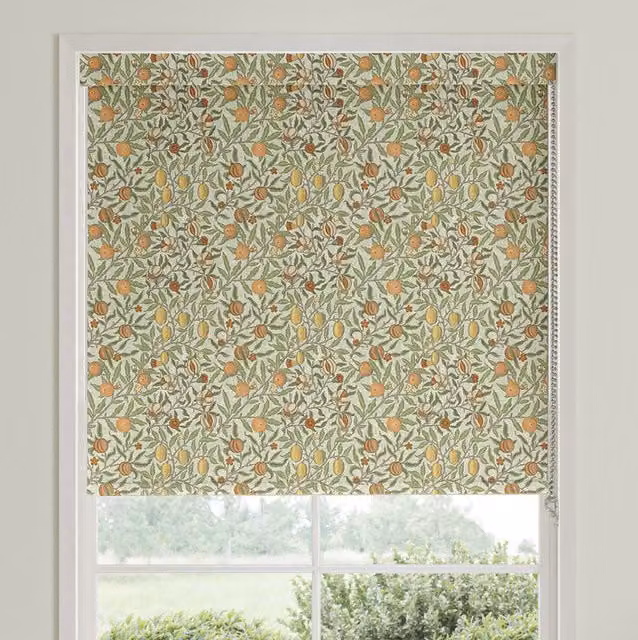 William Morris Fruit Translucent Made To Measure Roller Blind in Lichen Multicolour Floral Pattern
