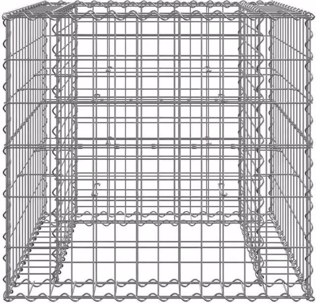 Berkfield Home Silver Decorative Gabion Basket in Galvanised Iron, W/D/H: 70 x 70 x 65 cm – 1