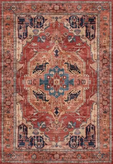 THE RUGS Alya Washable Persian Classic Rug in Red, Ultra Soft Polyester, W: 60 cm x L: 180 cm – 1