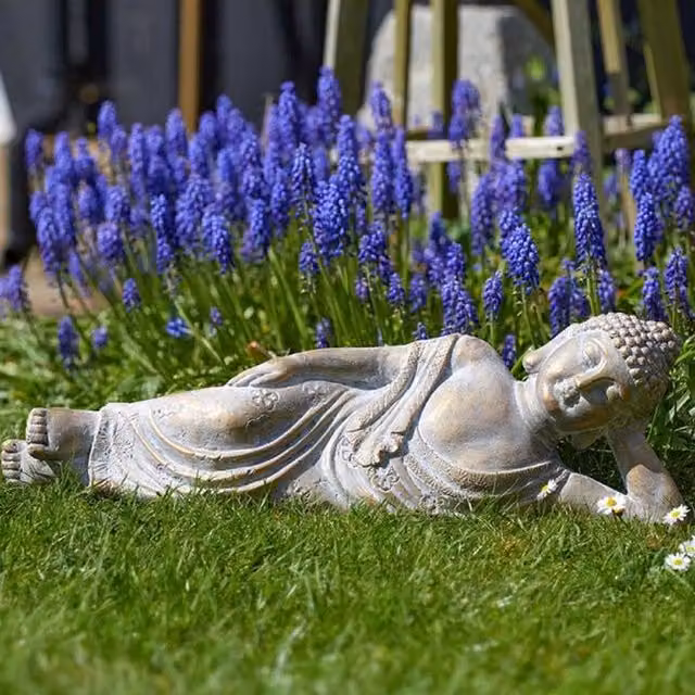 Marco Paul Grey Reclining Buddha Stone Garden Statue