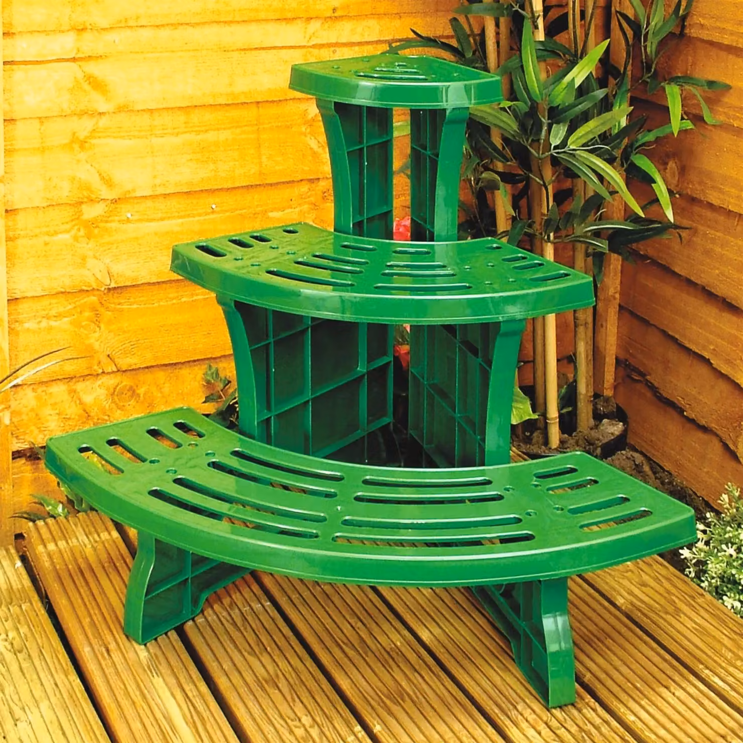 mysmartbuy 3-Tier Green Garden Plant Pot Etagere Corner Display Stand, H 50 cm x W 61 cm x D 38 cm – 2