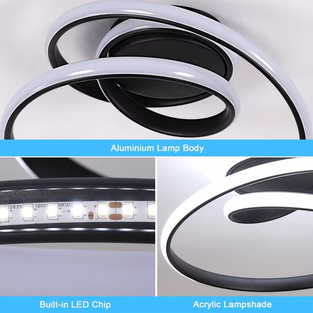 COMELY 36 W LED Ceiling Light in Black with Creative Spiral Design – 3