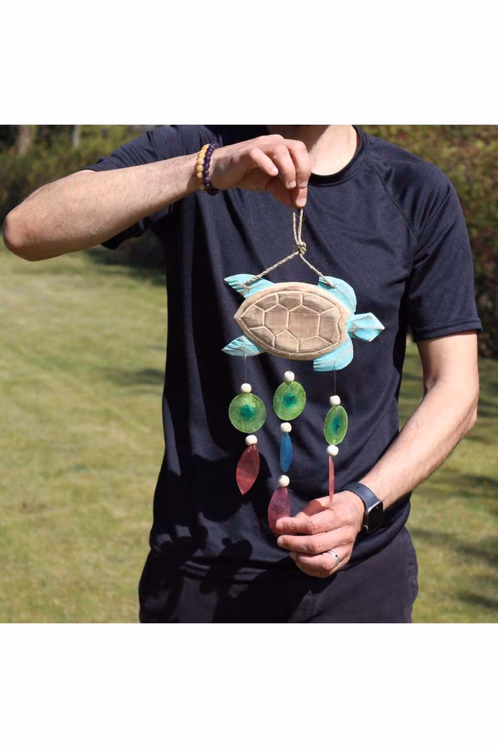 KDMD Aqua Turtle and Copis Drop Carving Nautical Coastal Hanging Decor in Turquoise and Multicolour – 4