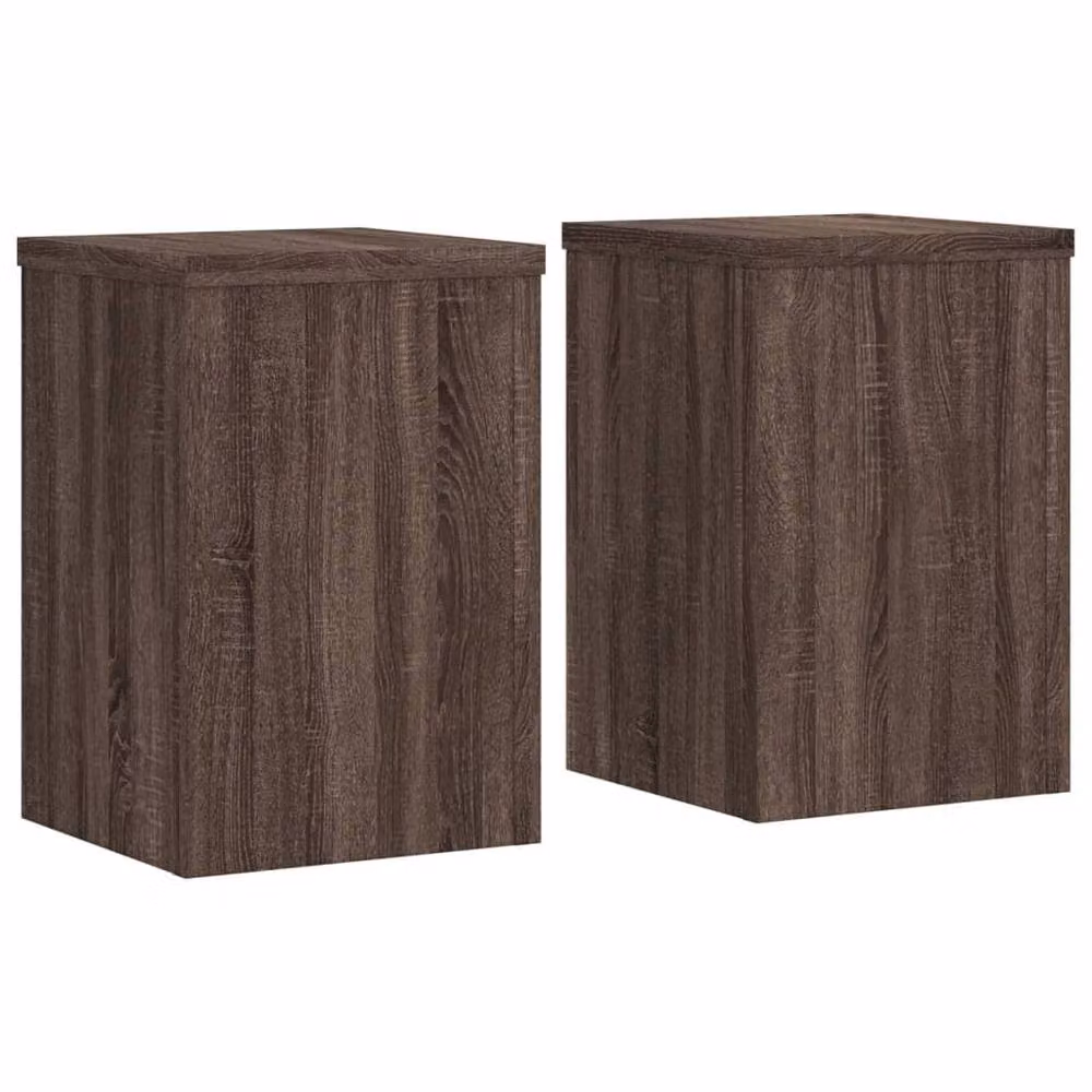 Berkfield Home Set of 2 Plant Stands in Brown Oak, W/D/H: 25 x 25 x 35 cm – 3