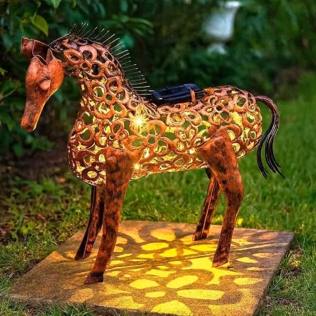 Marco Paul Bronze Effect Solar Powered Horse Outdoor Garden Ornament, Height: 30 cm