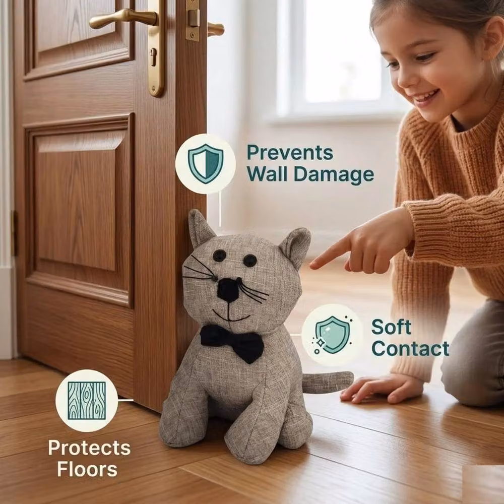 SPETLEK Fabric Animal Doorstop in Brown and Grey, W: 100 cm, H: 15 cm – 4