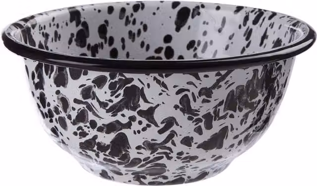 Premier Housewares Small Black and White Carbon Steel Serving Bowl, W/D/H: 14 x 14 x 7 cm