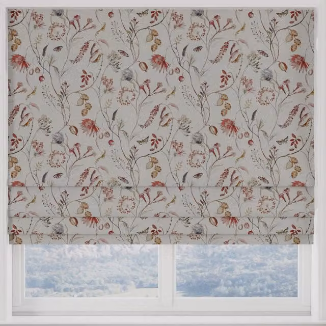 Terrys Blackout Floral Roman Blind in Red and Multicolour