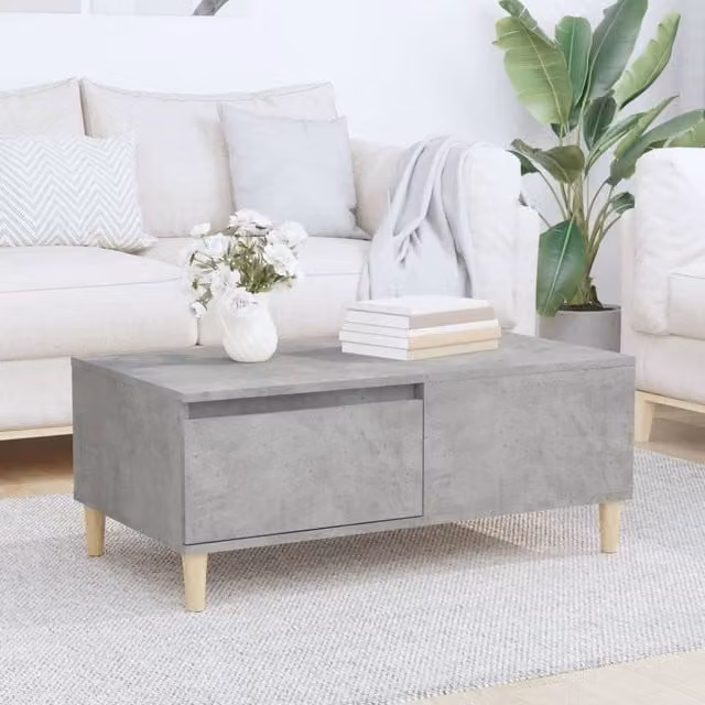 Berkfield Home Coffee Table in Concrete Grey, W/D/H: 90 x 50 x 36.5 cm