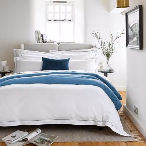 Christy Premium 500 Thread Count Mako Satin Cotton Duvet Cover and Pillowcase Set in Blue – 3
