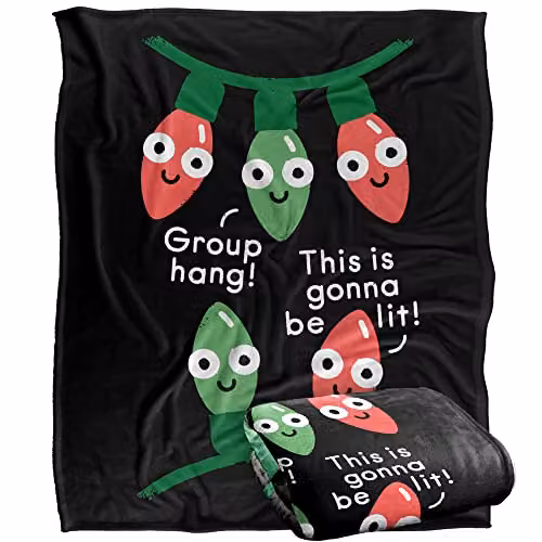 Bcreative David Olenick A Delightful Holiday Super Soft Fleece Throw Blanket, White, W/D/H: 152 x 127 cm