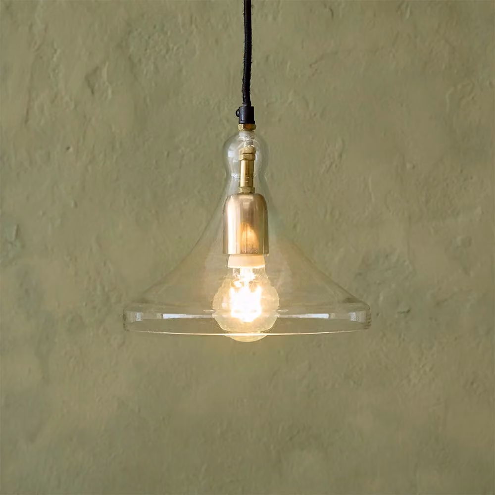 Atkin and Thyme Daphne Glass Pendant Light in Gold/Brass and Transparent