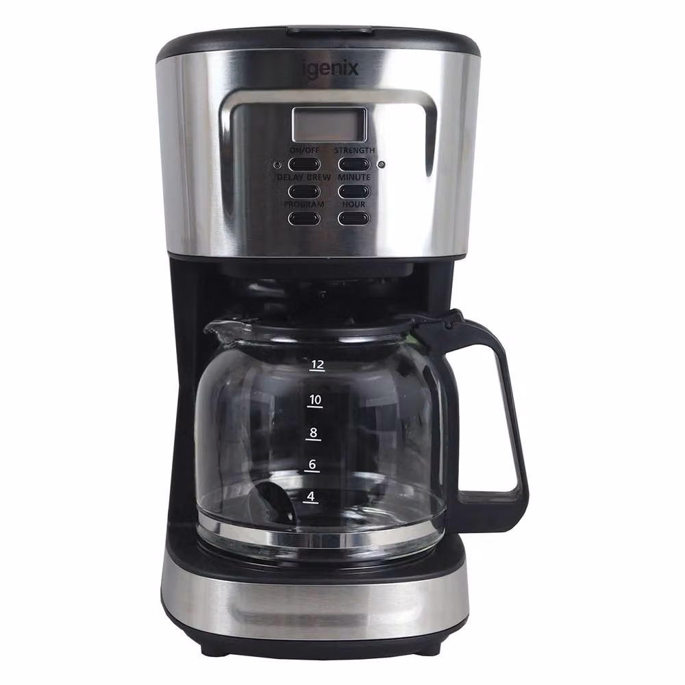Igenix IGCM01250SS 900W Coffee Maker with 1.5L Glass Carafe in Silver Stainless Steel – 2