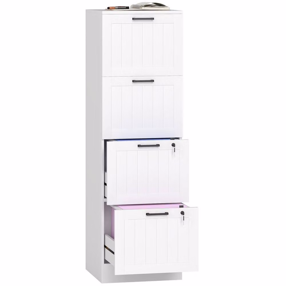 ERGOVEXA Lockable 4 Drawer Metal Filing Cabinet in White – 2