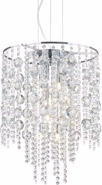 Ideal Lux Evasione 8 Light Crystal Ceiling Pendant in Chrome and Grey