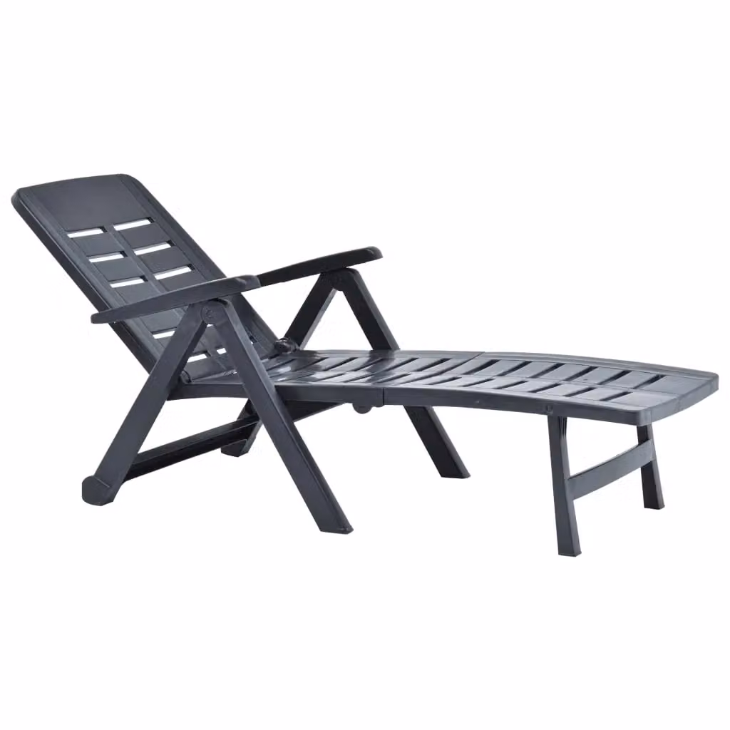 Berkfield Home Folding Sun Lounger in Anthracite and Black with Adjustable Headrest and Armrests – 2