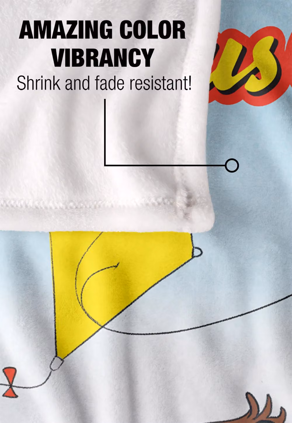 Universal Curious George Kite Flying George Silky Touch Blanket in White, W: 152 cm, D: 127 cm – 3