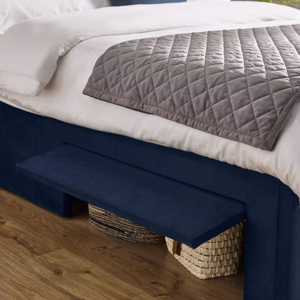 Cheshire Coral Royal Blue Velvet Upholstered King Bed with Dual Storage Doors, W/D/H: 150 x 200 cm, Navy Blue – 6