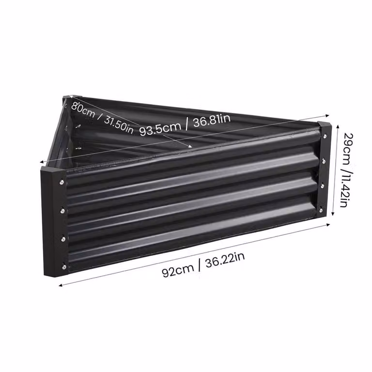 NESTLUNE Triangle Galvanised Steel Raised Garden Bed in Black