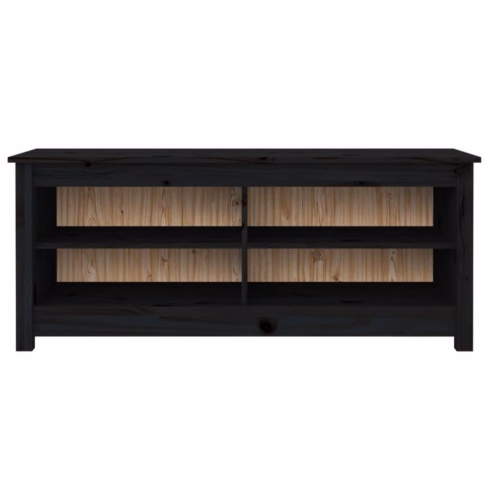 Berkfield Home Black Solid Pine Wood Shoe Bench W/D/H: 110 x 38 x 45.5 cm – 3
