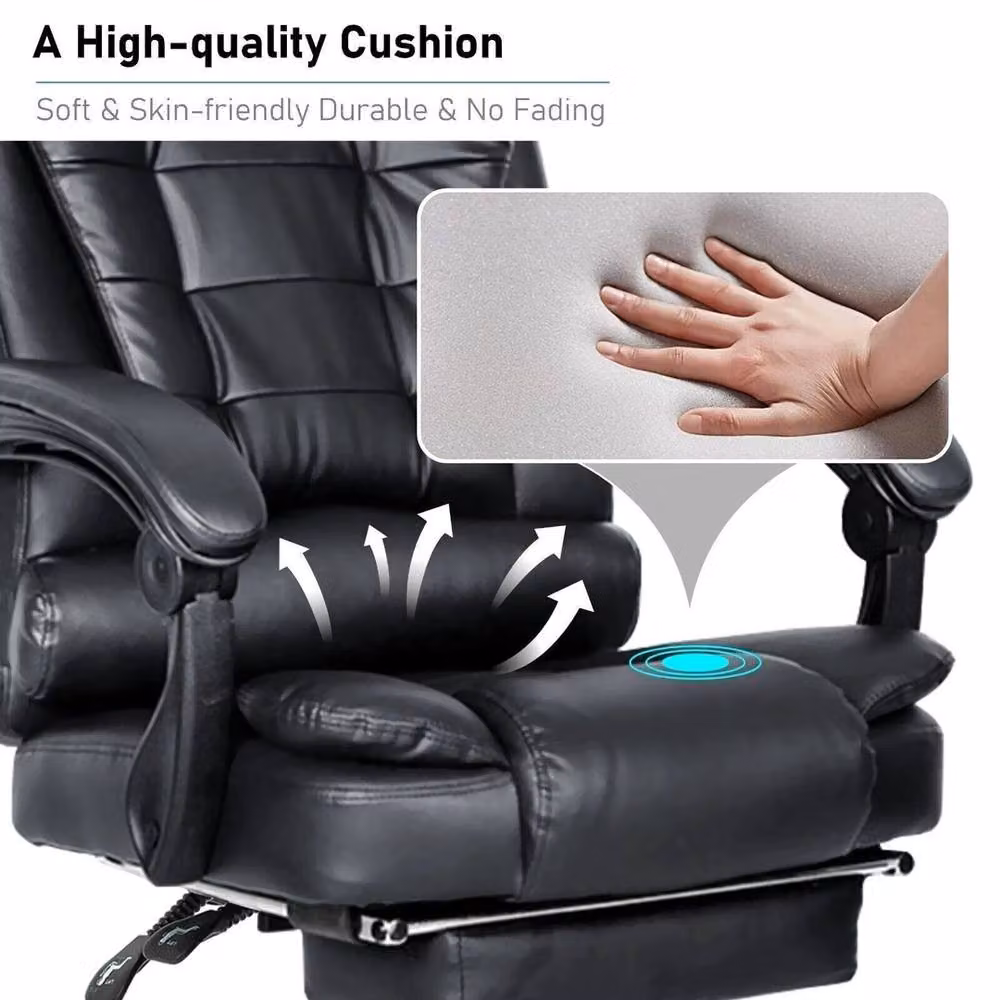 NESTLUNE Black Massage Gaming Chair with Height Adjustable Synthetic Leather Design and Armrests – 5