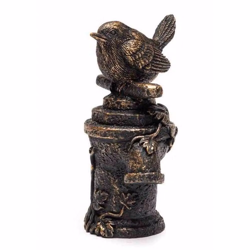 Jardinopia Antique Bronze Wren on Tap Metal Tabletop Ornament – 2