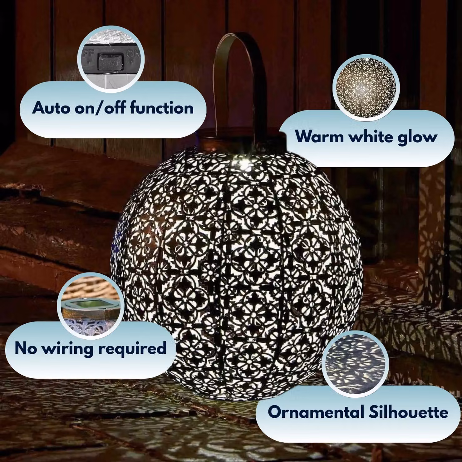 Marco Paul Bronze Metal Solar Powered LED Silhouette Lantern, Height: 22 cm – 6