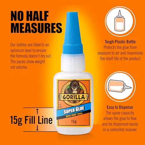 Gorilla Super Glue Rapid Setting Cyanoacrylate, 15 g – 2