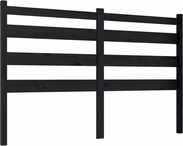 Berkfield Home Black Solid Pine Wood Bed Headboard, W: 126 cm, D: 4 cm, H: 100 cm – 1