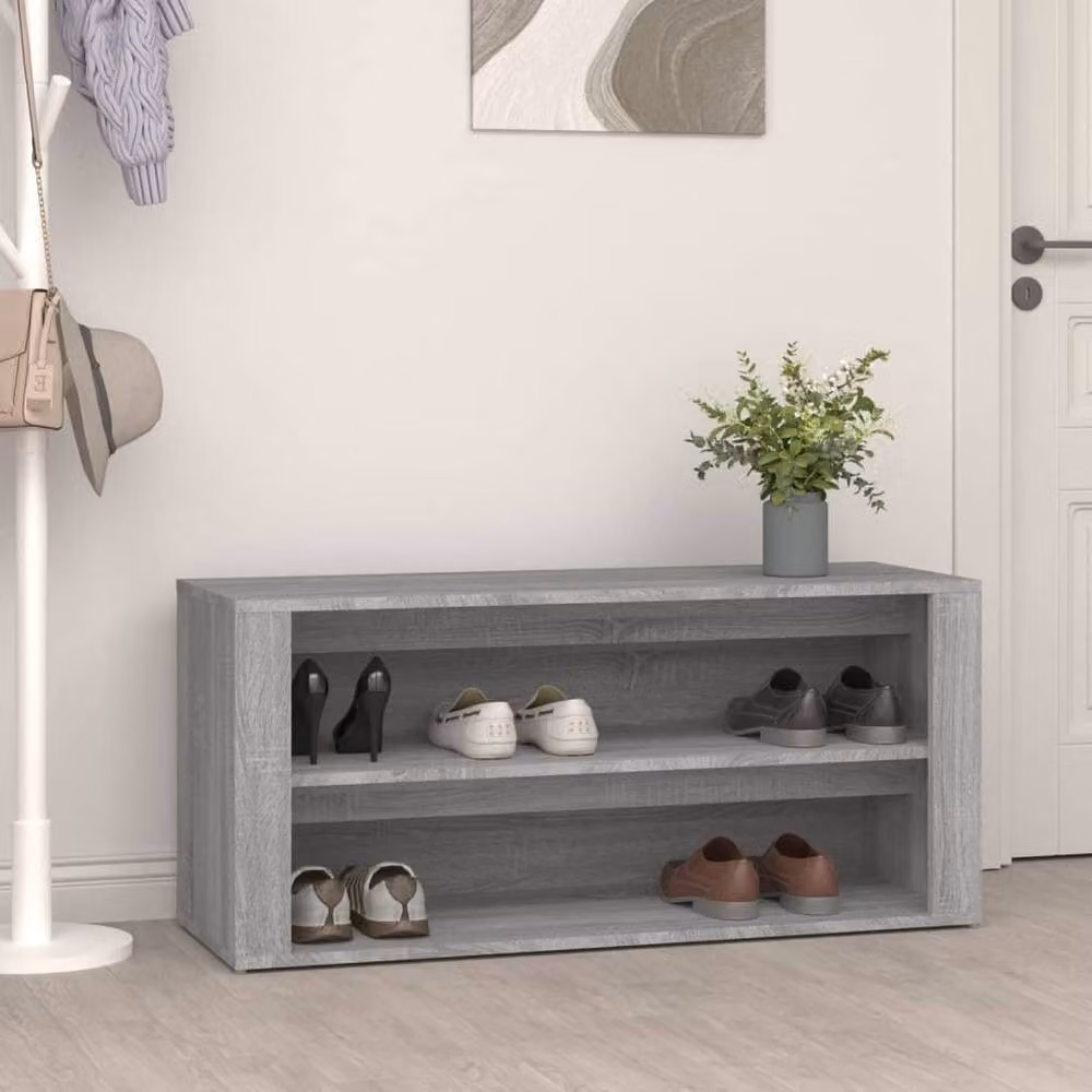 Berkfield Home Modern Grey MDF Shoe Rack, W/D/H: 100 x 35 x 45 cm – 2