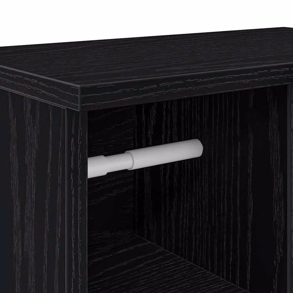 Berkfield Home Black Wall Mounted Bathroom Cabinet with Roll Holder and Open Shelf, W/D/H: 39 x 22 x 90 cm – 5