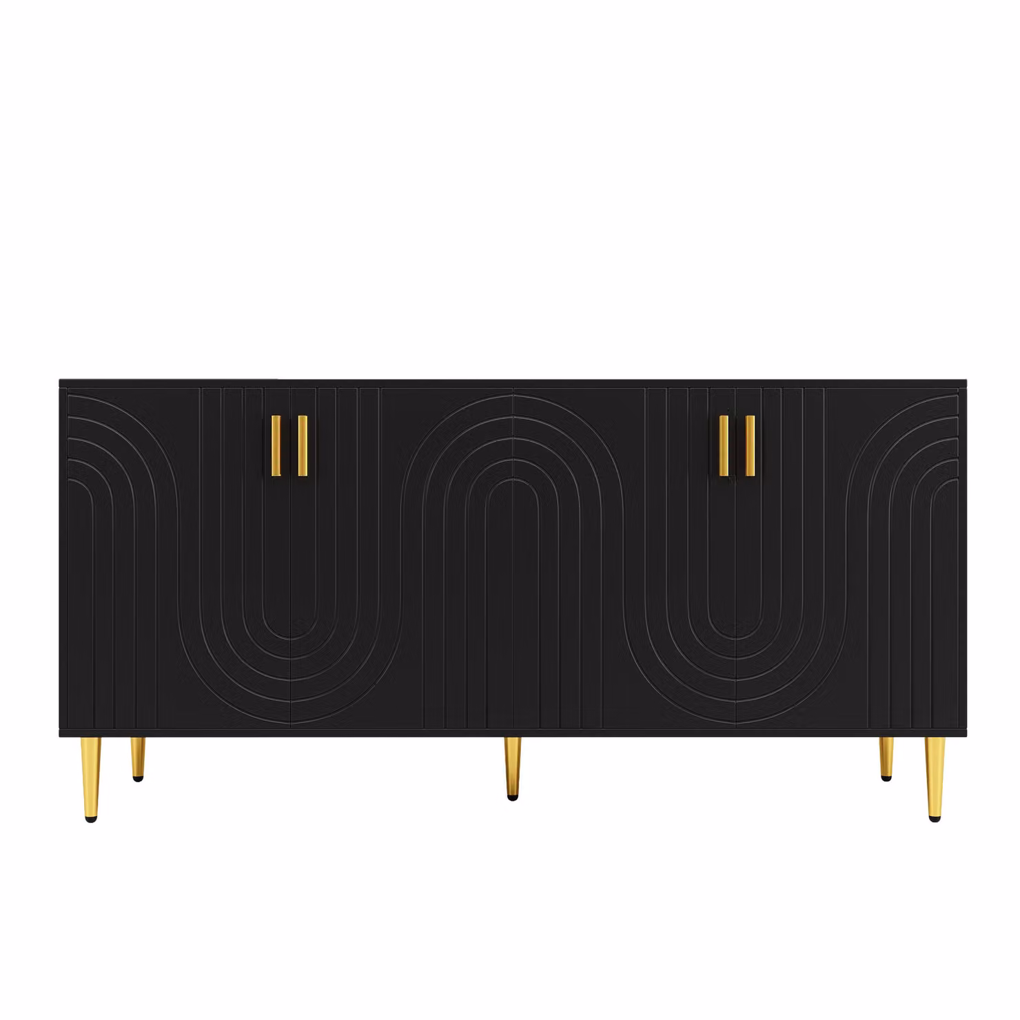 Aosom UK Modern Black Sideboard with Gold Handles and Feet, W/D/H: 152 x 40 x 75 cm – 2